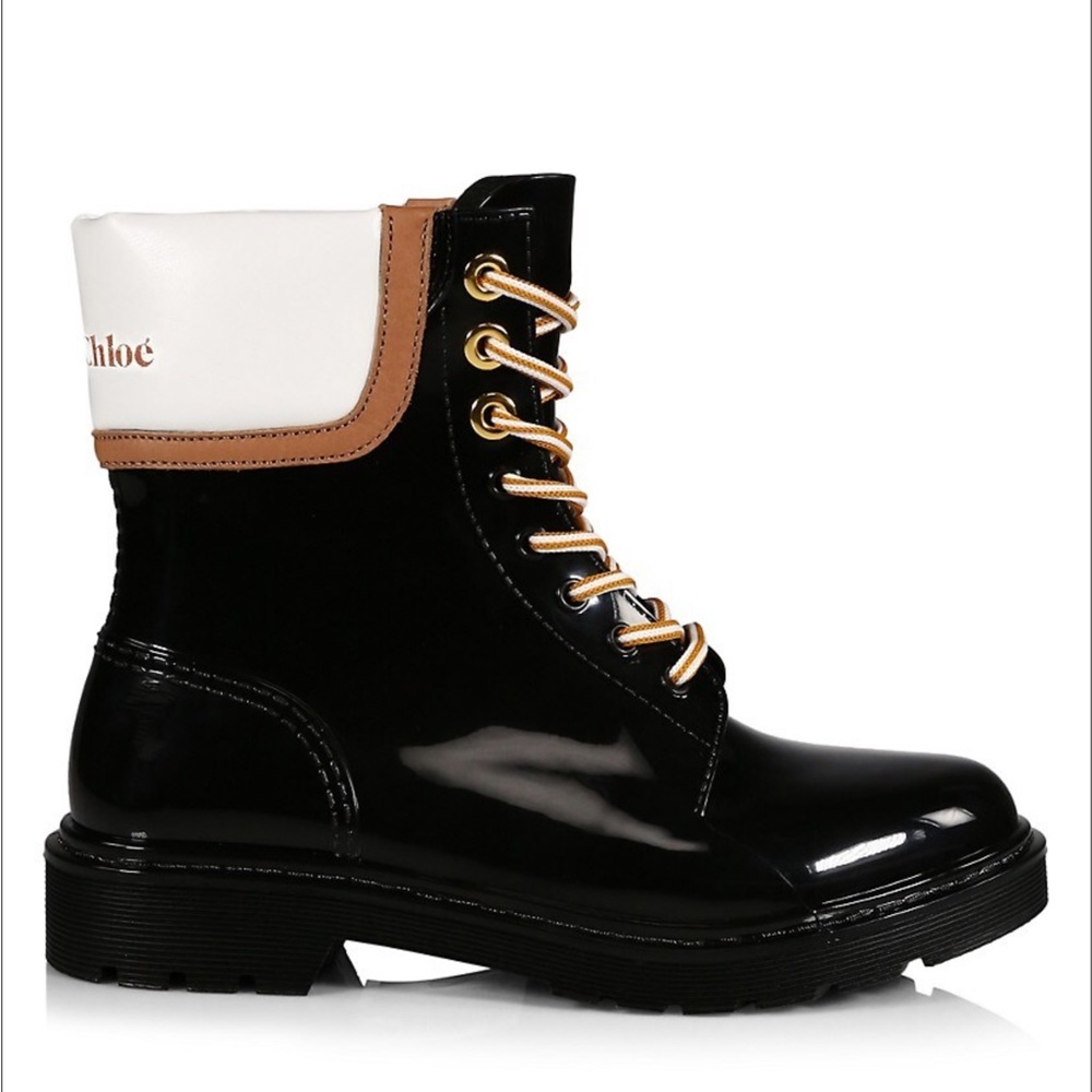 See by Chloe Florrie Lace-Up Rain Boots EU 40 US 10